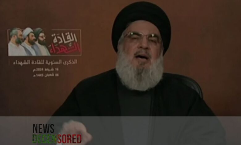 Hezbollah Chief Nasrallah Says 'We Will Keep Fighting Until Israel Stops Assault on Gaza