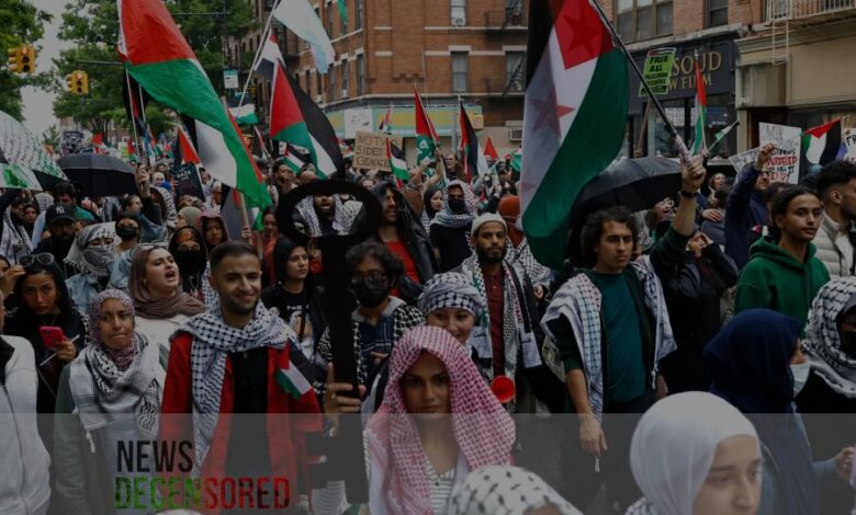 New York.. 35 demonstrators were arrested during a march marking the anniversary of the Palestinian Nakba