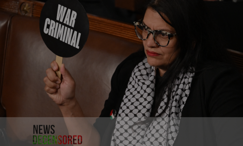 Rashida Tlaib held a sign with 'War Criminal' written on it during Netanyahu's Speech to Congress