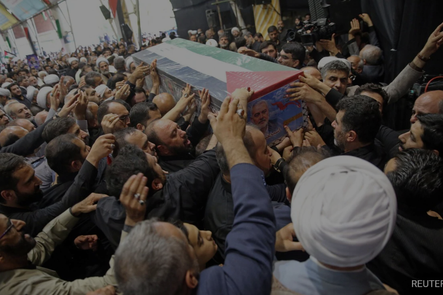 Ismail Haniyeh buried in Qatar, mourners said they will continue to fight.