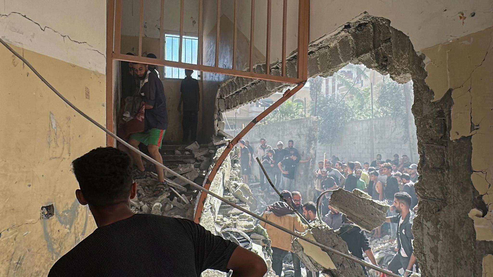 Israeli Strike on Gaza school shelter kills 17, a  hospital reports.